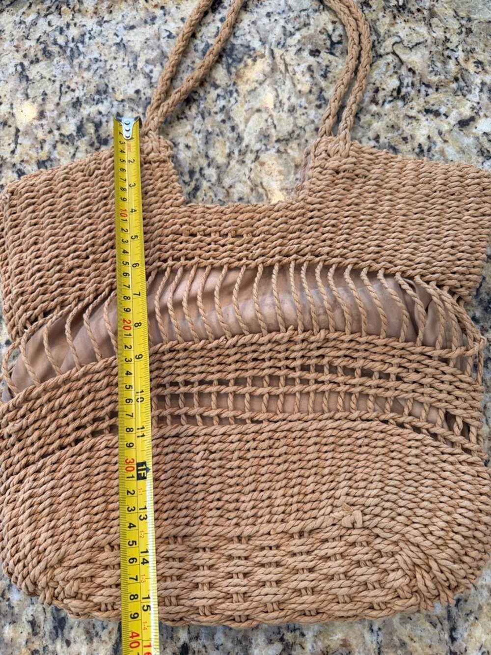 Woven Straw Tote Bag - Beige - Picture 7 of 7